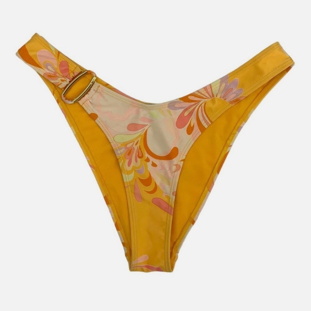 RIVER ISLAND Yellow Paisley High Cut Bikini Bottom, Size 6 & Size 10 available